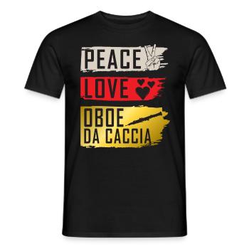 Peace Love Hautbois Da Caccia Instrument - T-shirt homme - noir - Devant - AI Model Male 178 light (178cm)