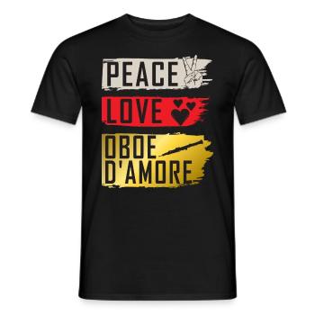 Peace Love Hautbois D’Amore Instrument - T-shirt homme - noir - Devant - AI Model Male 178 light (178cm)