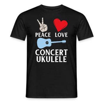 Peace Love Concert Ukulele Instrument - Men's T-Shirt - black - Front - AI Model Male 178 light (178cm)