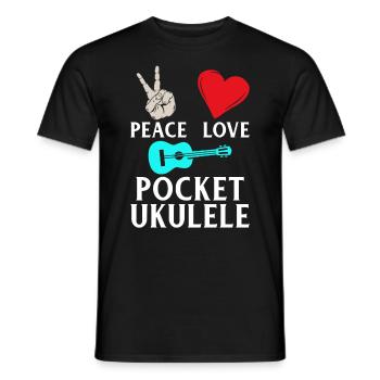 Peace Love Pocket Ukulele Instrument - Men's T-Shirt - black - Front - AI Model Male 178 light (178cm)