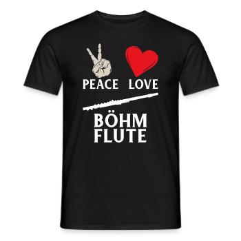 Peace Love Bohm Flute Musical Instrument - Männer T-Shirt - Schwarz - Vorne - AI Model Male 178 light (178cm)