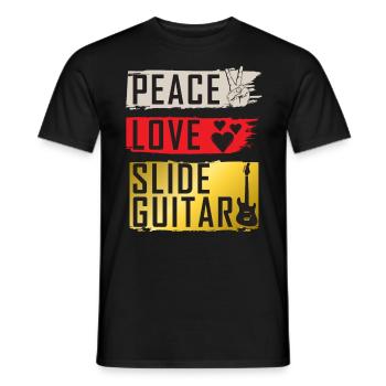 Peace Love Slide Guitare Instrument de Musique - T-shirt homme - noir - Devant - AI Model Male 178 light (178cm)