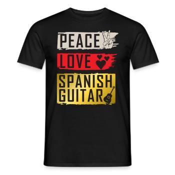 Peace Love Spanish Guitar Instrument - Men's T-Shirt - black - Front - AI Model Male 178 light (178cm)