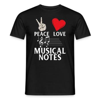 Peace Love Notes de musique Notes de musique - T-shirt homme - noir - Devant - AI Model Male 178 light (178cm)