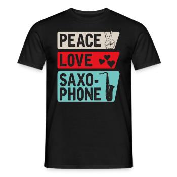 Peace Love Saxophone Musical Instrument - Männer T-Shirt - Schwarz - Vorne - AI Model Male 178 light (178cm)