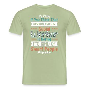 Réadaptation Travailleur social Profession Emploi Réadaptation - T-shirt homme - vert sauge - Devant - AI Model Male 178 light (178cm)