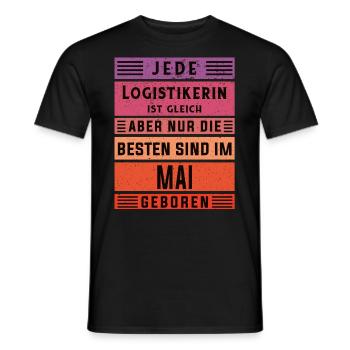 Logistik Geburtstag Mai geboren Logistikerin - Männer T-Shirt - Schwarz - Vorne - AI Model Male 178 light (178cm)