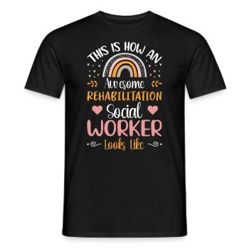 How An Rehabilitation Social Worker Looks Like - Men's T-Shirt - black - Front - AI Model Male 178 light (178cm)