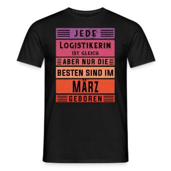 Logistik Geburtstag März geboren Logistikerin - Männer T-Shirt - Schwarz - Vorne - AI Model Male 178 light (178cm)
