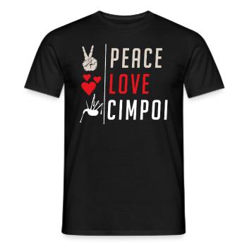 Peace Love Cimpoi Musical Instrument - Männer T-Shirt - Schwarz - Vorne - AI Model Male 178 light (178cm)