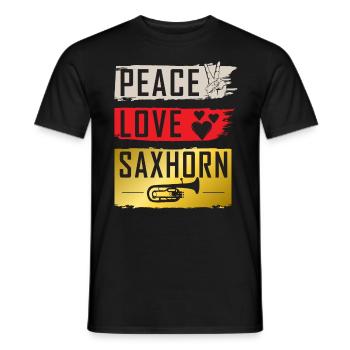 Peace Love Saxhorn Musical Instrument - Männer T-Shirt - Schwarz - Vorne - AI Model Male 178 light (178cm)