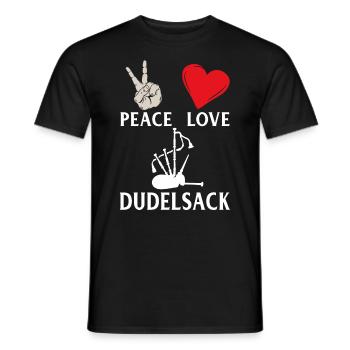 Peace Love Dudelsack Musical Instrument - Männer T-Shirt - Schwarz - Vorne - AI Model Male 178 light (178cm)