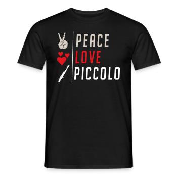 Peace Love Piccolo Musical Instrument - Men's T-Shirt - black - Front - AI Model Male 178 light (178cm)