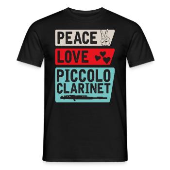 Peace Love Piccolo Clarinet Instrument - Men's T-Shirt - black - Front - AI Model Male 178 light (178cm)