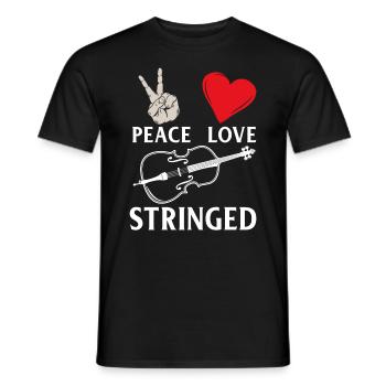 Peace Love Stringed Guitar Player - Men's T-Shirt - black - Front - AI Model Male 178 light (178cm)