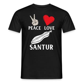 Peace Love Santur Music Instrument - Männer T-Shirt - Schwarz - Vorne - AI Model Male 178 light (178cm)