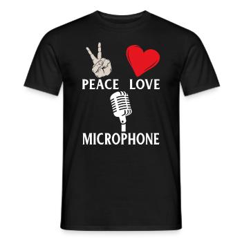 Peace Love Microphone Instrument Music - Männer T-Shirt - Schwarz - Vorne - AI Model Male 178 light (178cm)