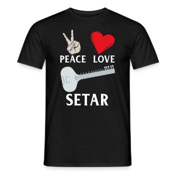 Peace Love Setar Instrument - T-shirt homme - noir - Devant - AI Model Male 178 light (178cm)