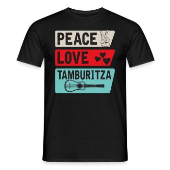 Peace Love Tamburitza Music Instrument - Männer T-Shirt - Schwarz - Vorne - AI Model Male 178 light (178cm)