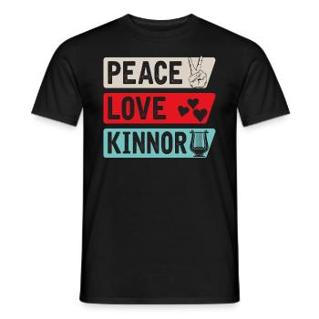 Peace Love Kinnor Musical Instrument - Männer T-Shirt - Schwarz - Vorne - AI Model Male 178 light (178cm)