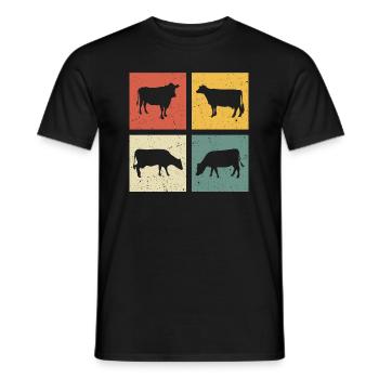 rétro t-shirt vache vaches - T-shirt homme - noir - Devant - AI Model Male 178 light (178cm)