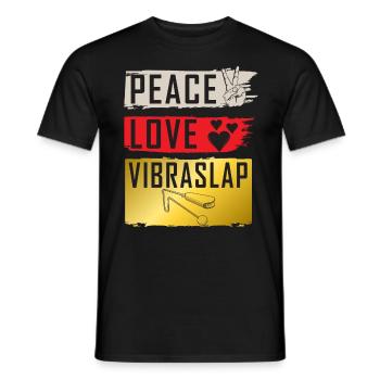 Peace Love Vibraslap Instrument - Männer T-Shirt - Schwarz - Vorne - AI Model Male 178 light (178cm)