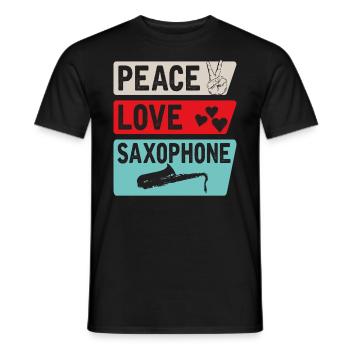 Peace Love Saxophone Marching Band - T-shirt homme - noir - Devant - AI Model Male 178 light (178cm)