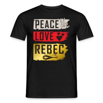 Peace Love Rebec Stringed Instrument - Men's T-Shirt - black - Front - AI Model Male 178 light (178cm)