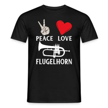 Peace Love Flugelhorn Music Instrument - Männer T-Shirt - Schwarz - Vorne - AI Model Male 178 light (178cm)