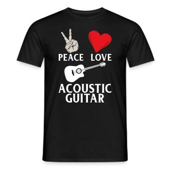 Peace Love Acoustic Guitar Instrument - Männer T-Shirt - Schwarz - Vorne - AI Model Male 178 light (178cm)