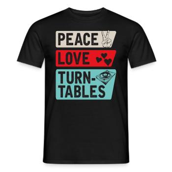 Peace Love Turntables Music Instrument - Männer T-Shirt - Schwarz - Vorne - AI Model Male 178 light (178cm)