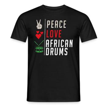 Peace Love Instruments de tambours africains - T-shirt homme - noir - Devant - AI Model Male 178 light (178cm)
