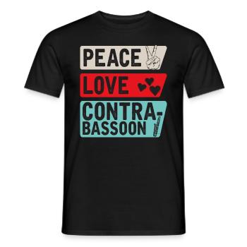 Peace Love Contrabasson Instrument - T-shirt homme - noir - Devant - AI Model Male 178 light (178cm)