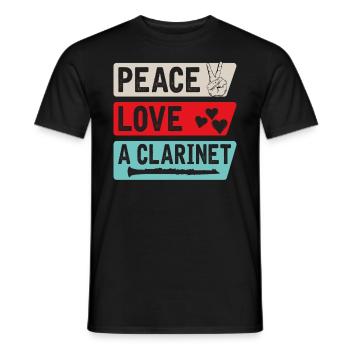 Peace Love A Clarinet Musical Instrument - Men's T-Shirt - black - Front - AI Model Male 178 light (178cm)
