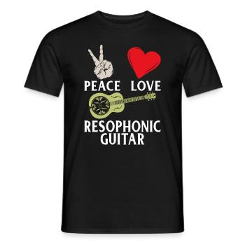 Peace Love Resophonic Guitar Instrument - Männer T-Shirt - Schwarz - Vorne - AI Model Male 178 light (178cm)