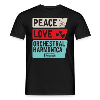 Peace Love Orchestral Harmonica Music - Men's T-Shirt - black - Front - AI Model Male 178 light (178cm)