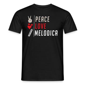 Peace Love Melodica Musical Instrument - Männer T-Shirt - Schwarz - Vorne - AI Model Male 178 light (178cm)