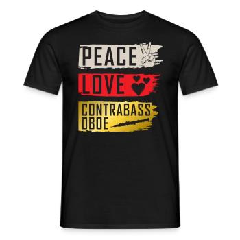 Peace Love Contrebasse Instrument de hautbois - T-shirt homme - noir - Devant - AI Model Male 178 light (178cm)