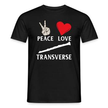 Peace Love Transverse Instrument Musical - T-shirt homme - noir - Devant - AI Model Male 178 light (178cm)
