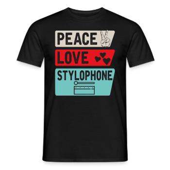 Peace Love Stylophone Musical Instrument - Männer T-Shirt - Schwarz - Vorne - AI Model Male 178 light (178cm)