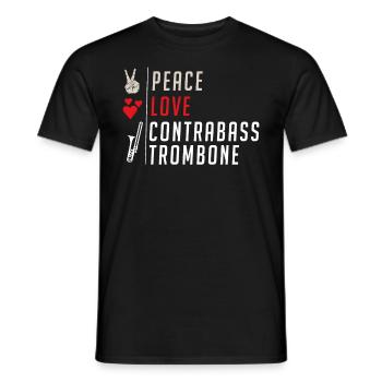 Peace Love Contrabass Trombone Music - Männer T-Shirt - Schwarz - Vorne - AI Model Male 178 light (178cm)