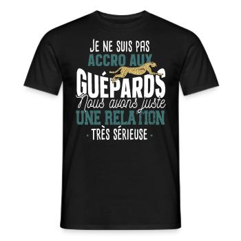Guépard Jaguar Léopard Cadeau Animal Humour Wild - T-shirt homme - noir - Devant - AI Model Male 178 light (178cm)