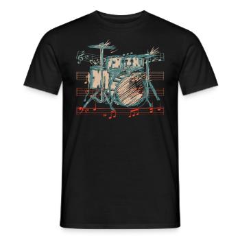 Batterie Batteur Musicien Batteur - T-shirt homme - noir - Devant - AI Model Male 178 light (178cm)