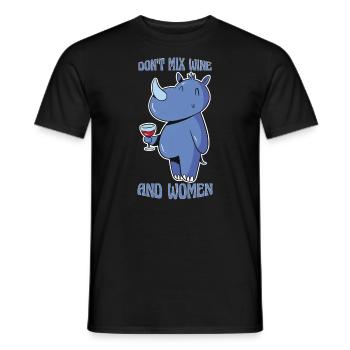 Mischen Sie Nicht Wein Und Weiblichen Nashornwitz - Männer T-Shirt - Schwarz - Vorne - AI Model Male 178 light (178cm)