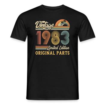 Vintage 1983 édition limitée pièces d’origine - T-shirt homme - noir - Devant - AI Model Male 178 light (178cm)