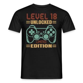 Geburtstag Level 18 freigeschaltet - Männer T-Shirt - Schwarz - Vorne - AI Model Male 178 light (178cm)