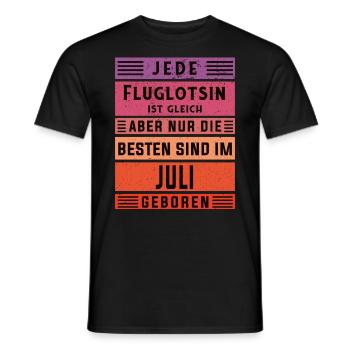 Flugzeug-Lotse Geburtstag Juli geboren Fluglotsin - Männer T-Shirt - Schwarz - Vorne - AI Model Male 178 light (178cm)
