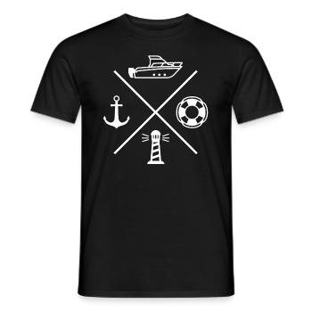 Lighthouse Compass Marine Motorboot Anker - Männer T-Shirt - Schwarz - Vorne - AI Model Male 178 light (178cm)
