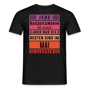 Ingenieur Geburtstag Mai geboren Bauzeichnerin - Männer T-Shirt - Schwarz - Vorne - AI Model Male 178 light (178cm)