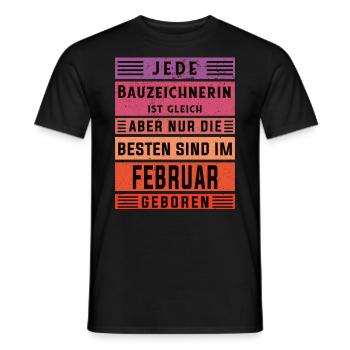 Ingenieur Geburtstag Februar geboren Bauzeichnerin - Männer T-Shirt - Schwarz - Vorne - AI Model Male 178 light (178cm)